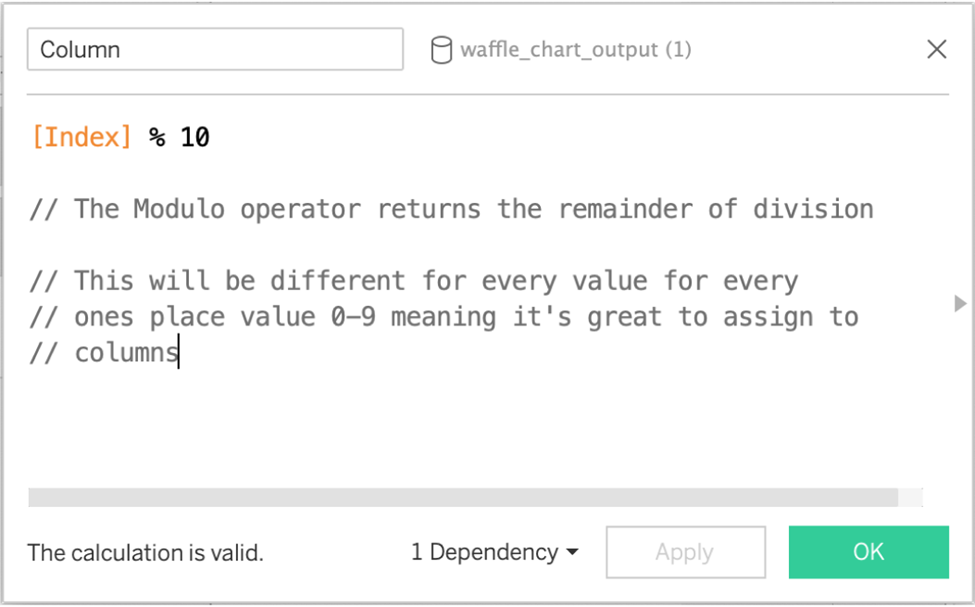 tableau waffle chart calculations