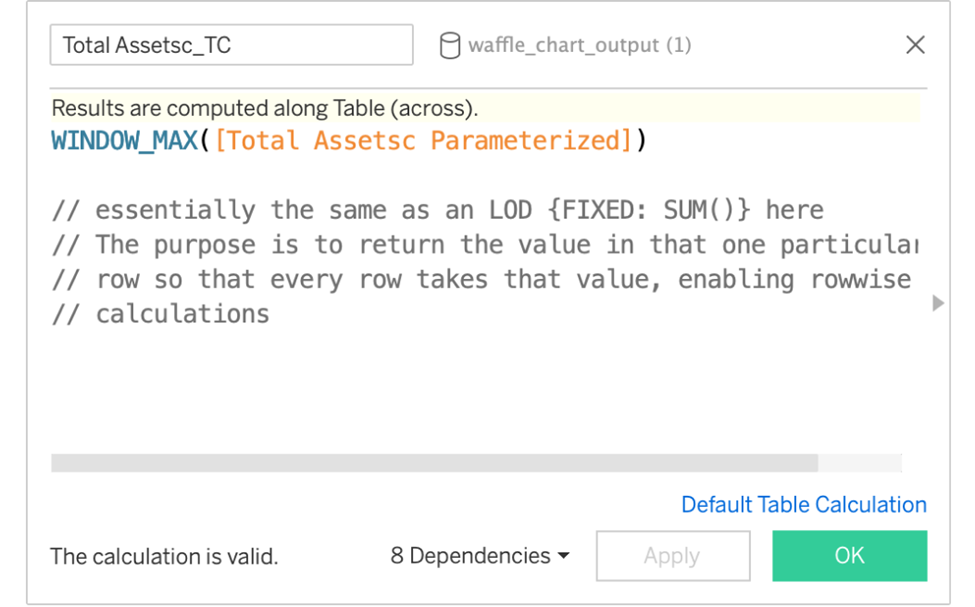 tableau waffle chart calculations