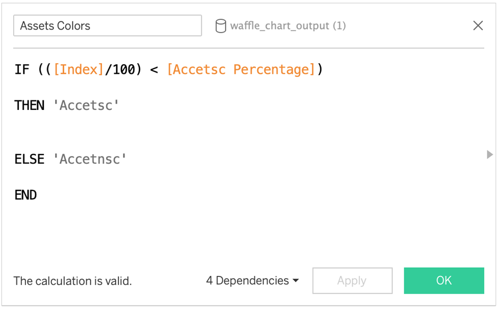 tableau waffle chart calculations