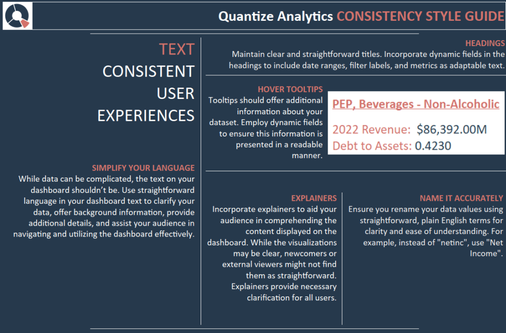 Tableau style guide : text