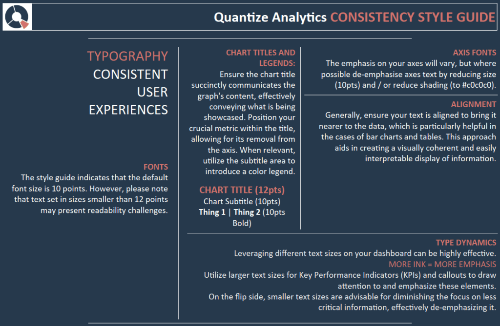 Tableau style guide : typography settings