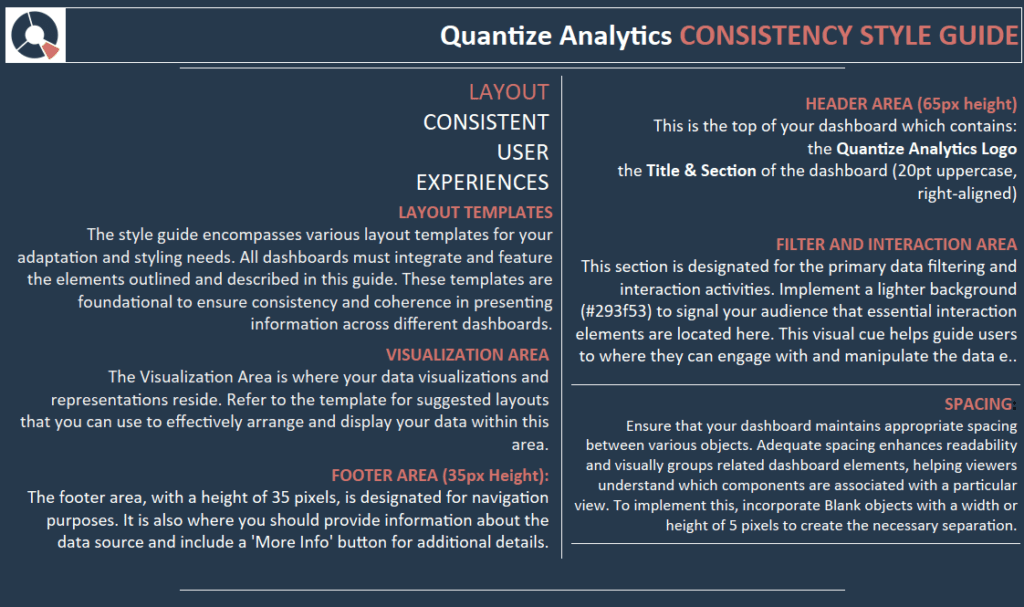 Tableau style guide layout