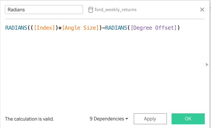 Tableau Radial Time Series Chart tutorial calculations