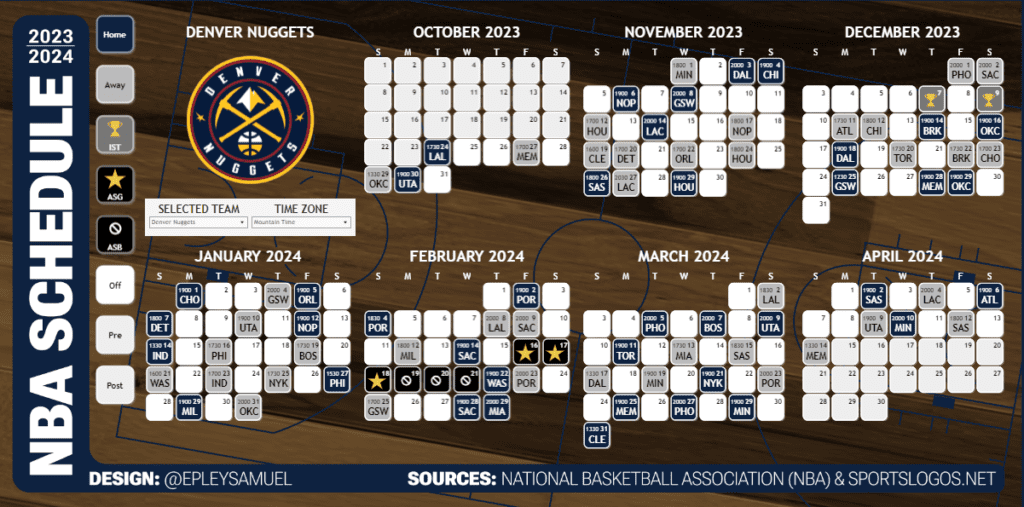 Tableau NBA 2023-24 NBA Schedule