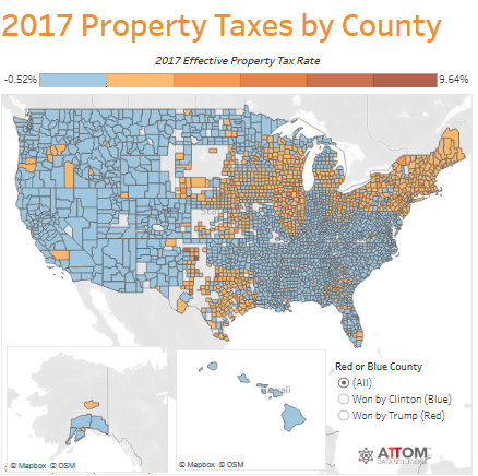 # 4 Real Estate Dashboard - 2017 Property Taxes by County